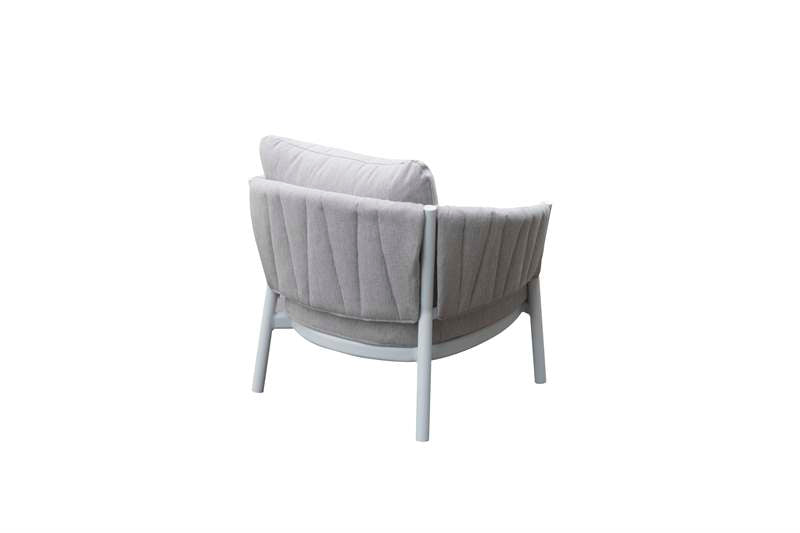 Sofá 1 plaza Attica aluminio blanco y textil gris claro | Kubu #