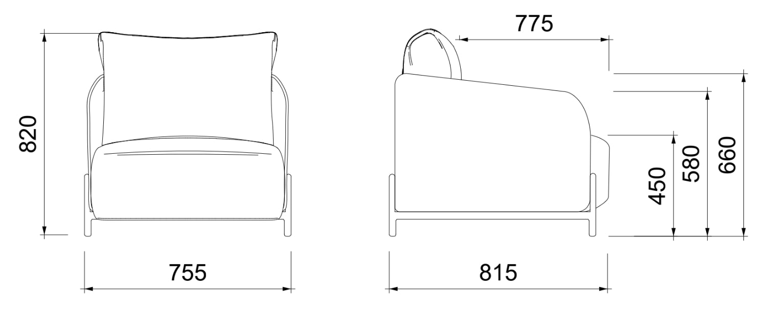 Sofá 1 plaza Corfu aluminio blanco y textil beige. | Kubu #