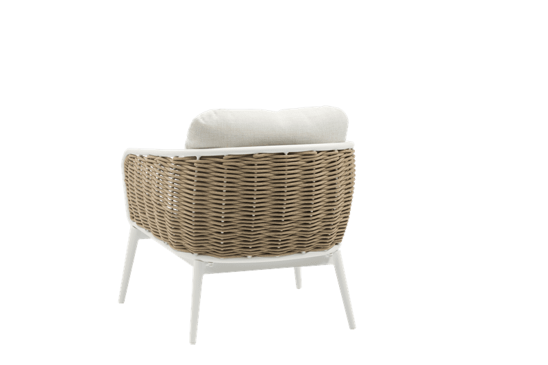 Sofá 1 plaza Irvine aluminio blanco y cuerda taupe cojín beige | Kubu #