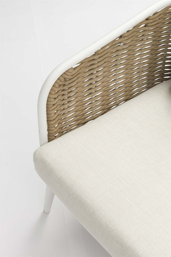 Sofá 1 plaza Irvine aluminio blanco y cuerda taupe cojín beige | Kubu #