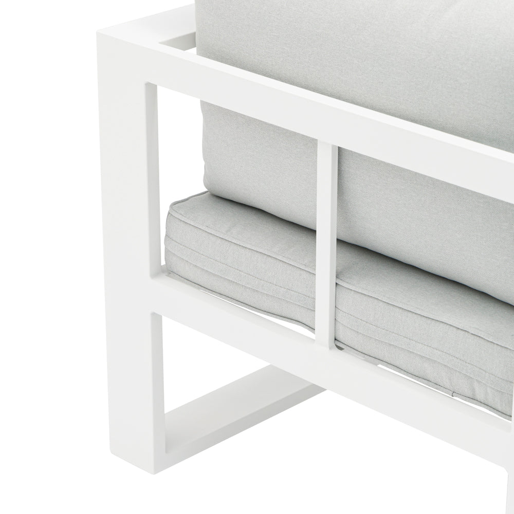 Sofá 1 plaza Niland aluminio blanco y cojinería gris claro | Kubu #