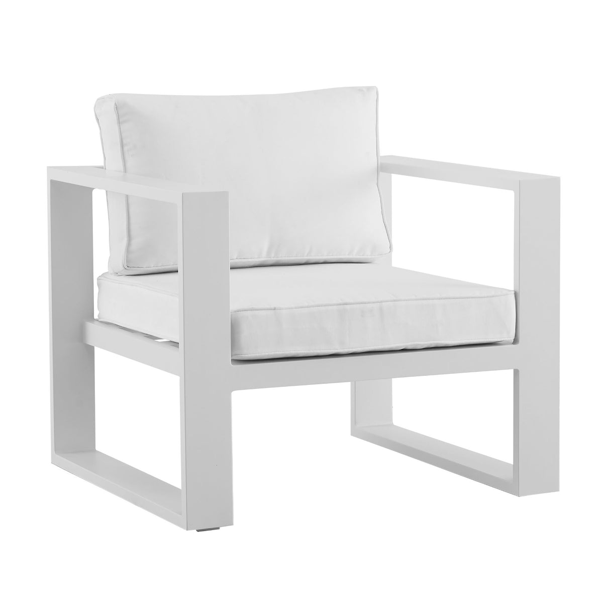 Sofá 1 plaza Niland aluminio y cojinería blanca | KUBU #