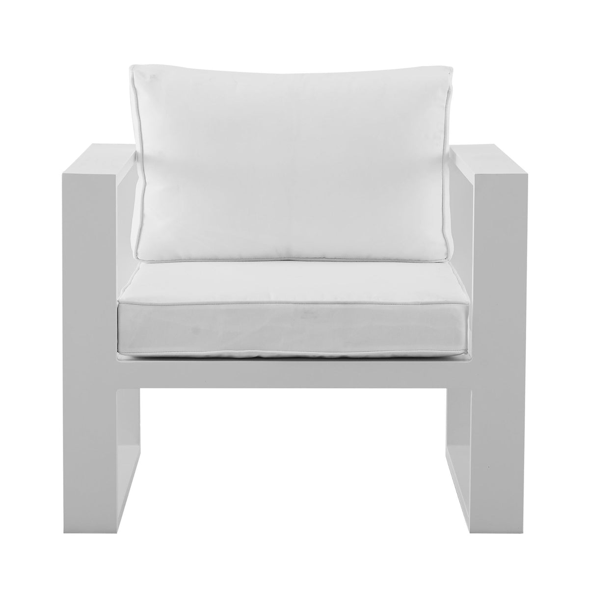 Sofá 1 plaza Niland aluminio y cojinería blanca | KUBU #