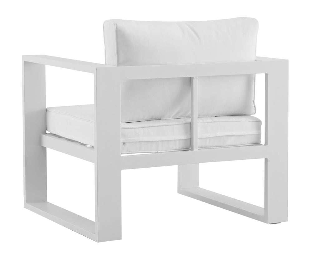 Sofá 1 plaza Niland aluminio y cojinería blanca | Kubu #