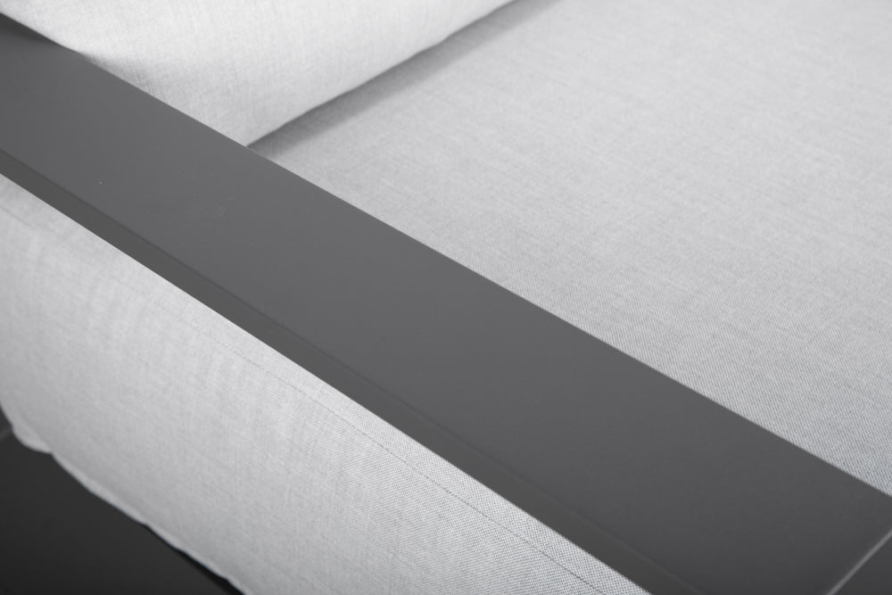Sofá 1 plaza Onix aluminio antracita cojinería gris medio | Kubu #