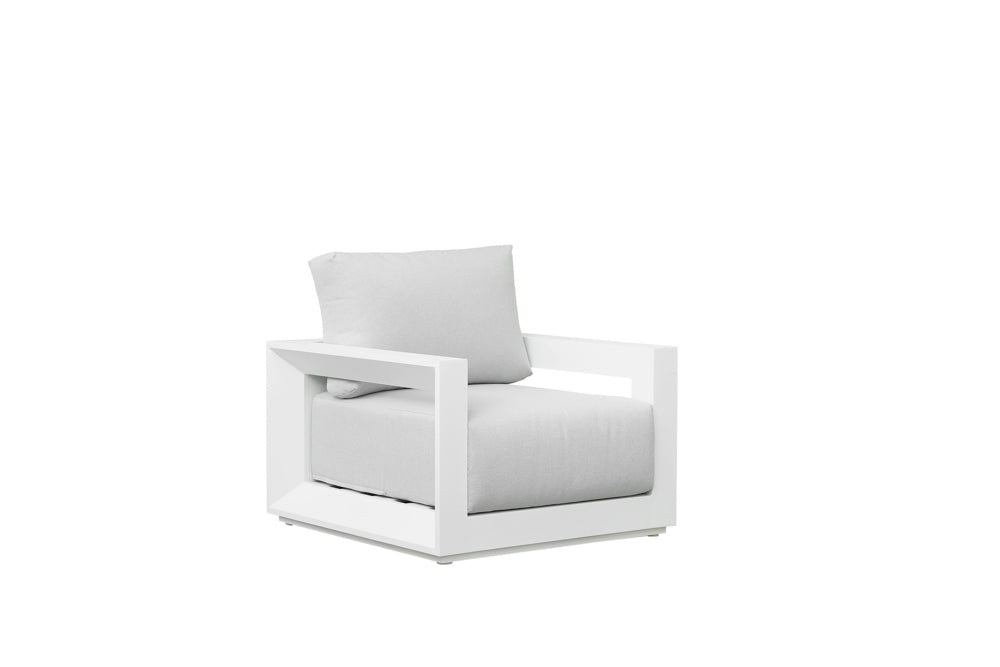 Sofá 1 plaza Onix aluminio blanco cojinería gris claro | Kubu #