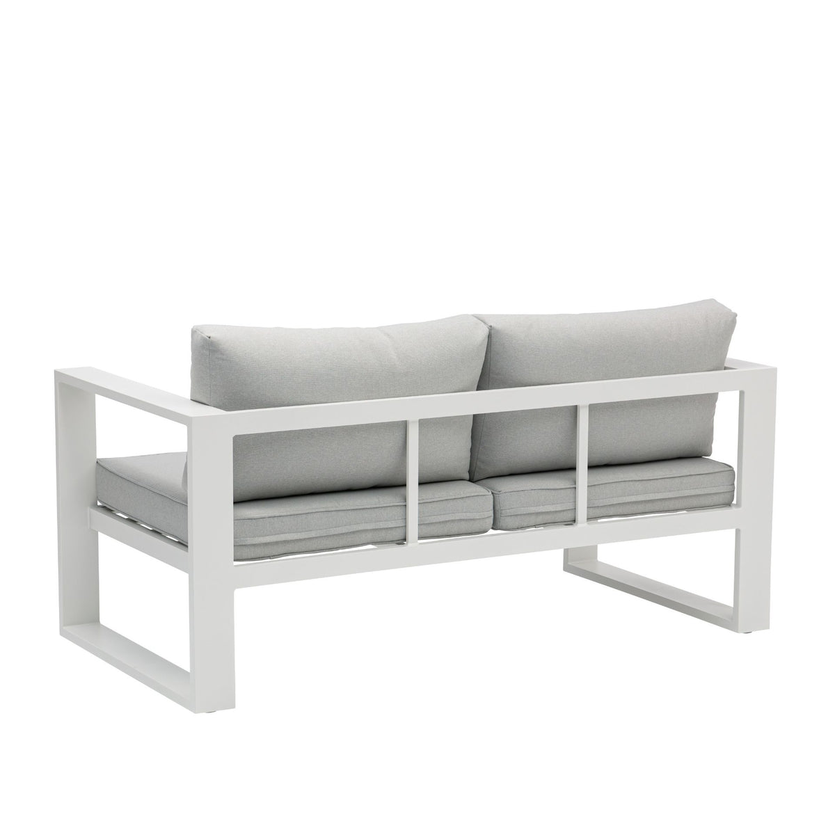Sofá 2 plazas Niland aluminio blanco y cojinería gris claro | KUBU #