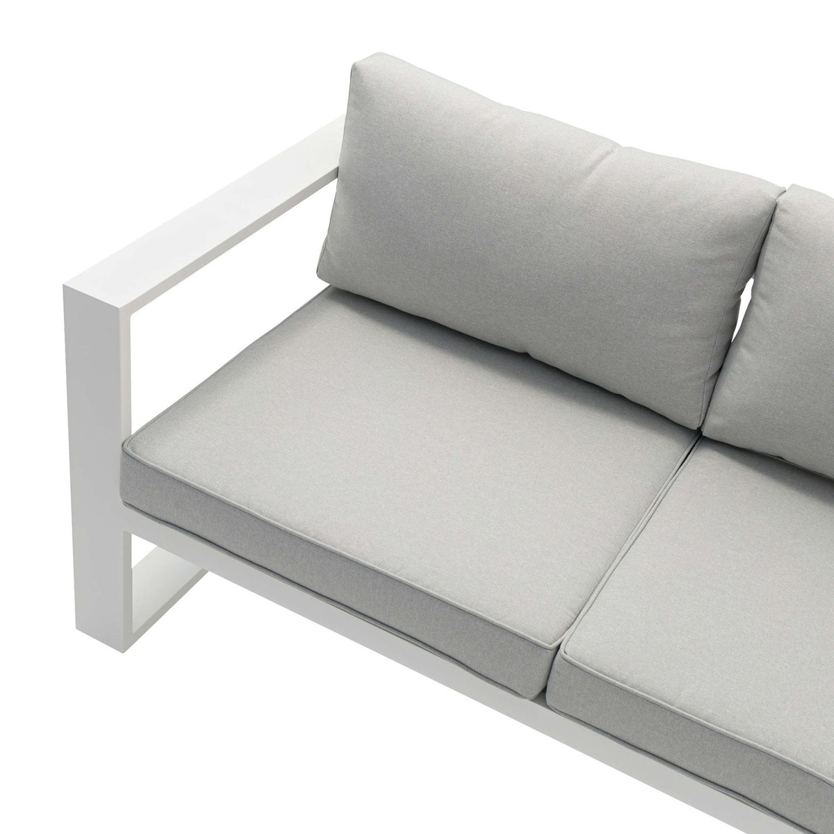 Sofá 2 plazas Niland aluminio blanco y cojinería gris claro | KUBU #