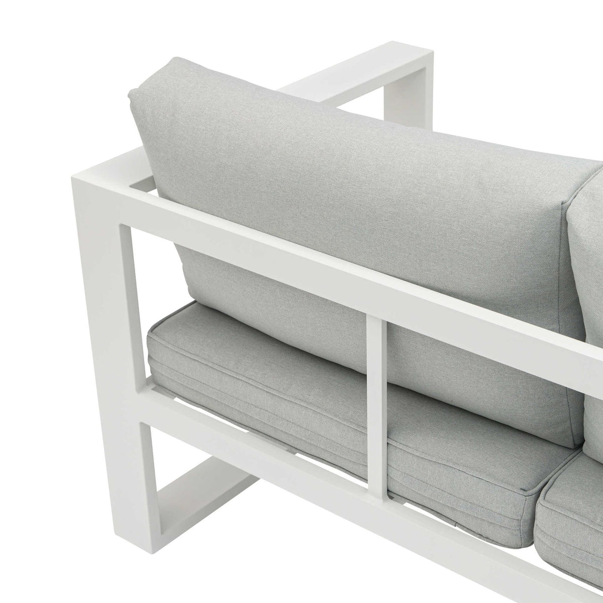 Sofá 2 plazas Niland aluminio blanco y cojinería gris claro | KUBU #