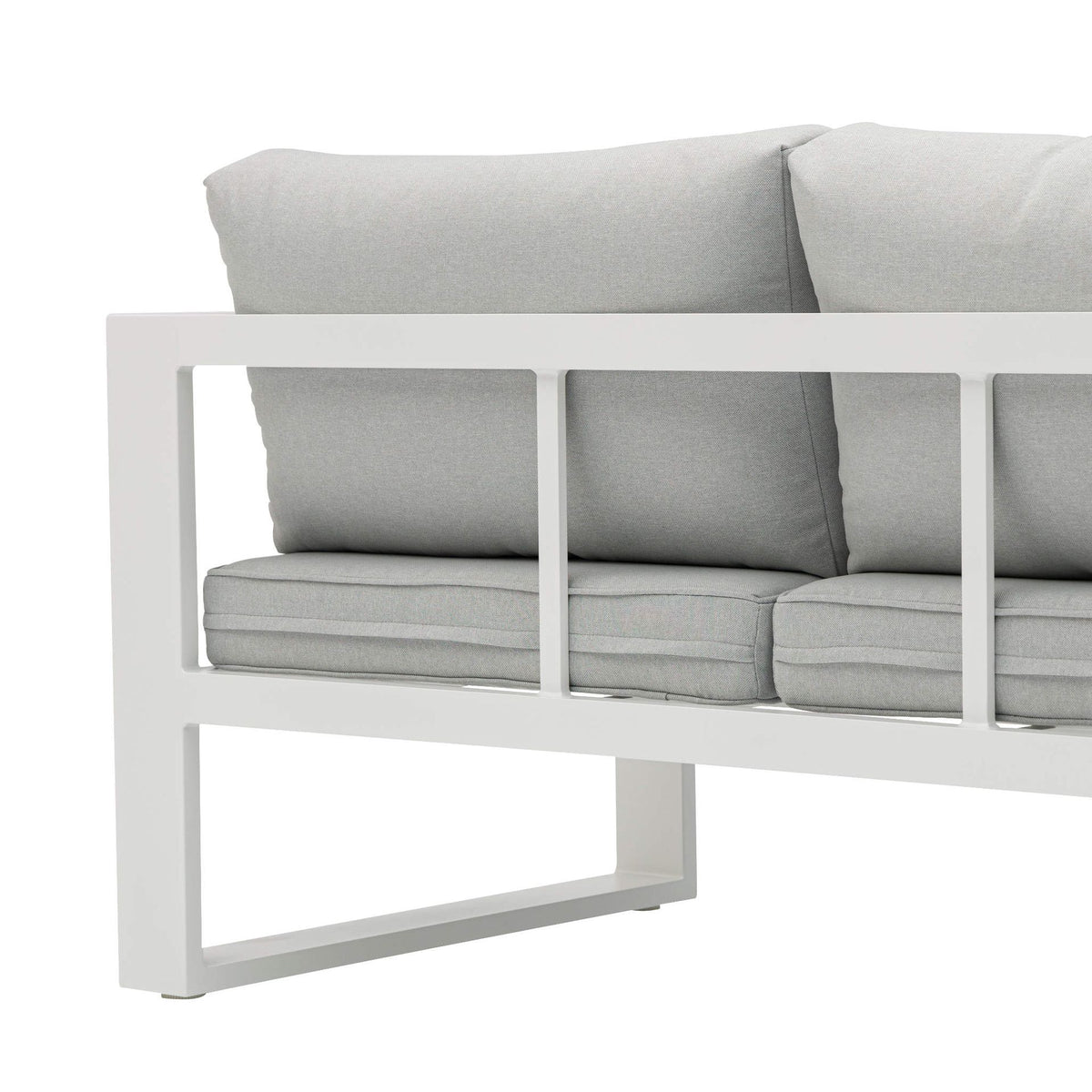 Sofá 2 plazas Niland aluminio blanco y cojinería gris claro | KUBU #