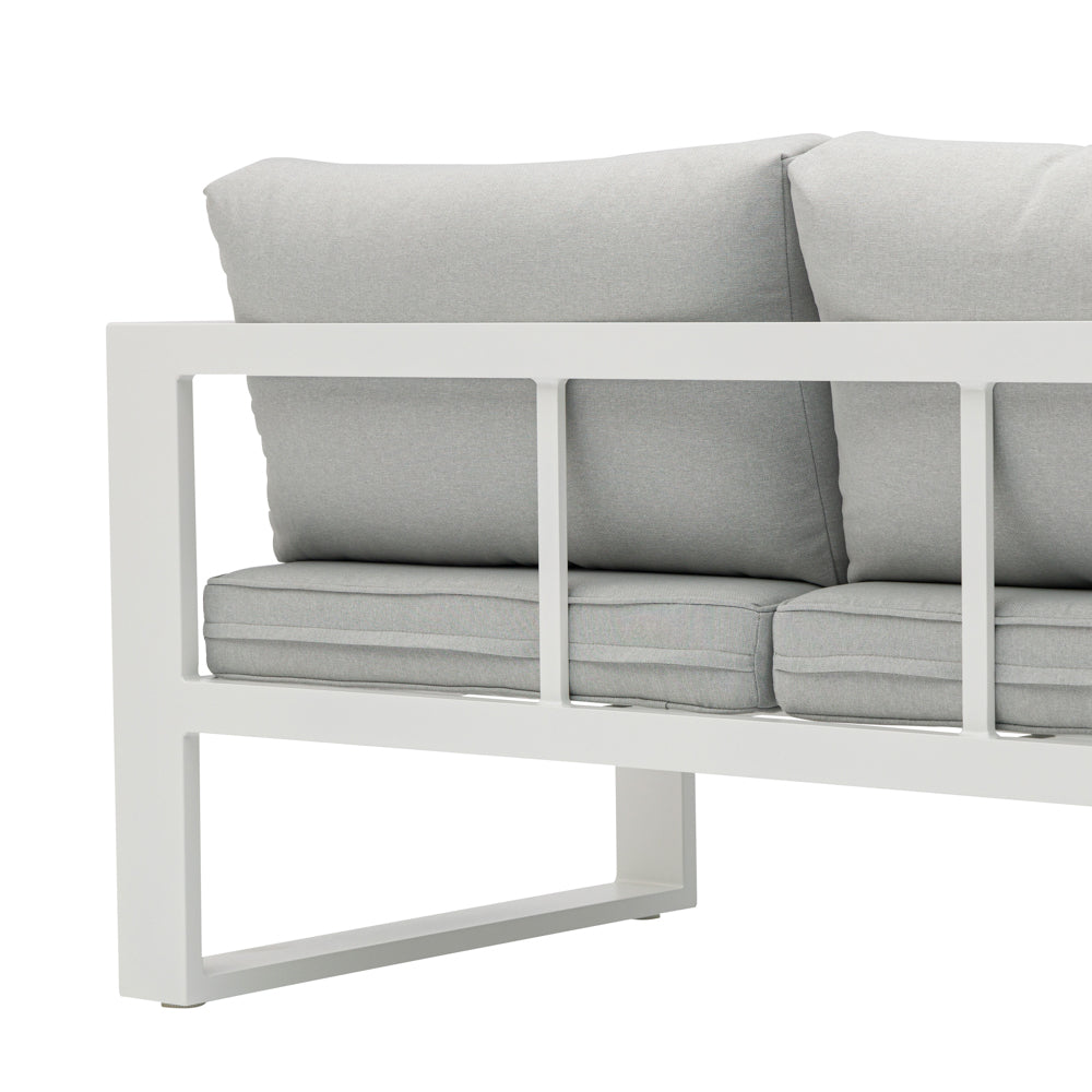 Sofá 2 plazas Niland aluminio blanco y cojinería gris claro | Kubu #