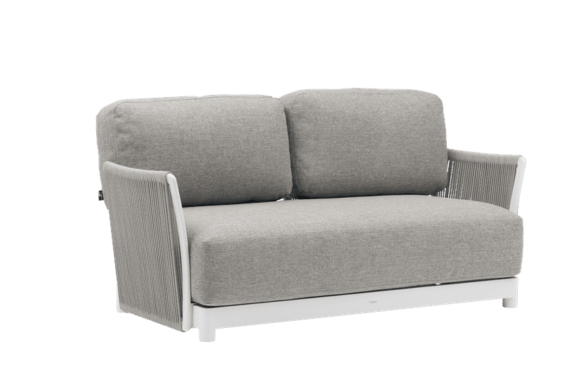Sofá 2 plazas Silai aluminio blanco textil gris medio | Kubu #