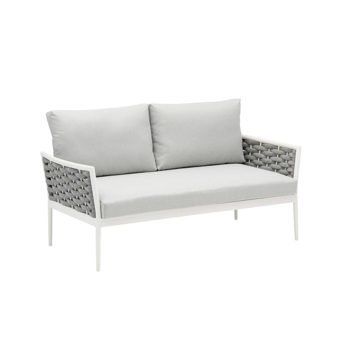 Sofá 2 plazas Walga aluminio blanco cojín gris claro | KUBU #