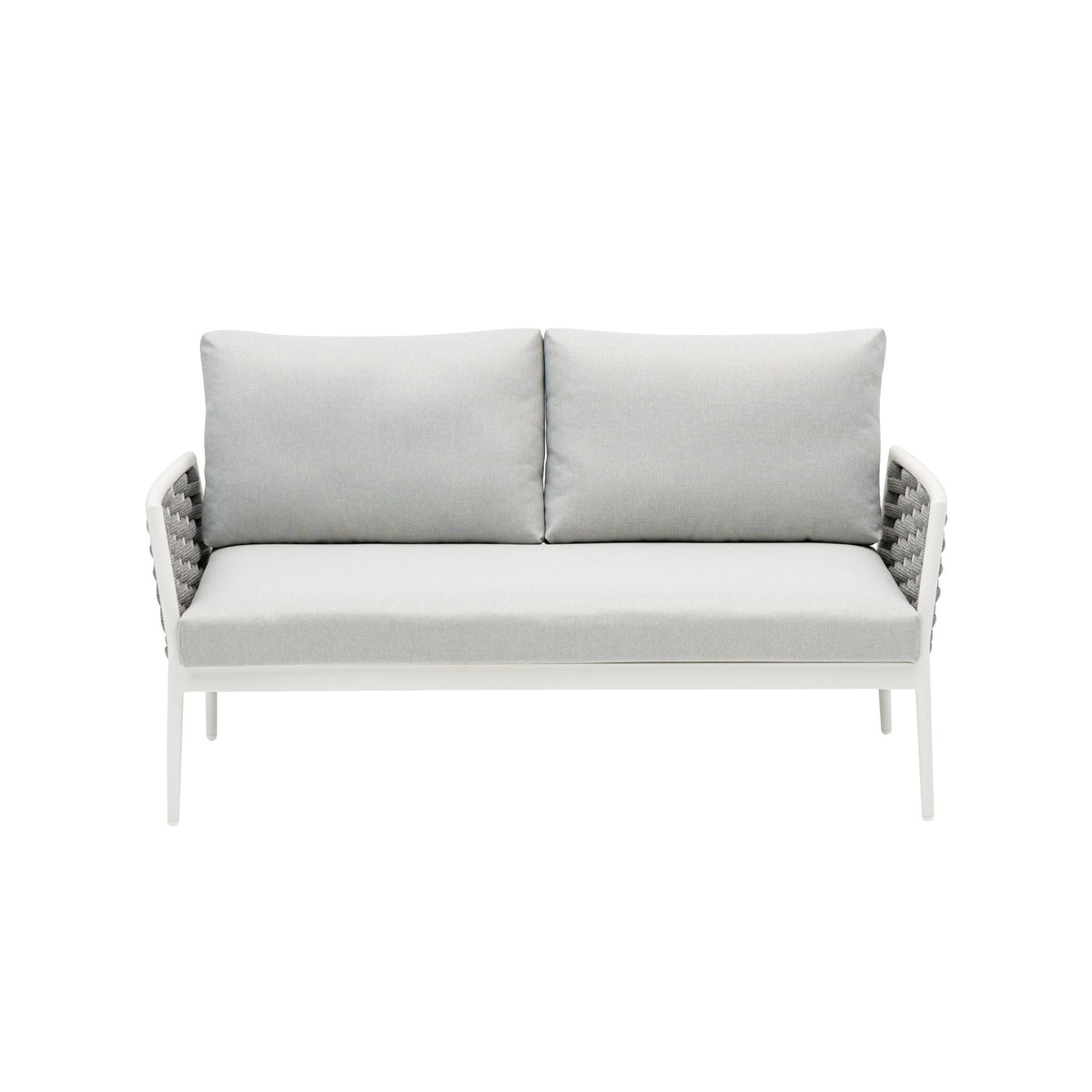Sofá 2 plazas Walga aluminio blanco cojín gris claro | KUBU #