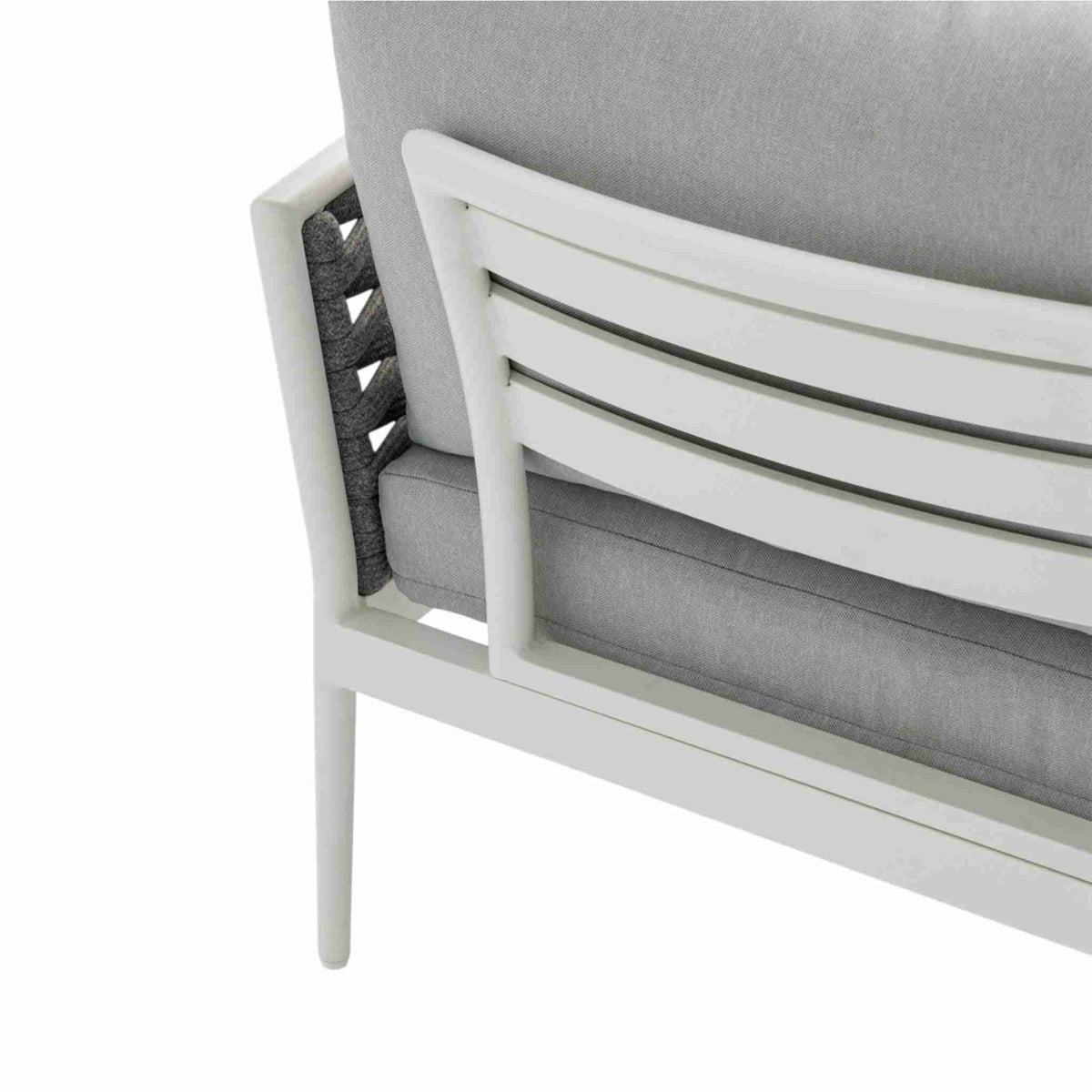 Sofá 2 plazas Walga aluminio blanco cojín gris claro | KUBU #
