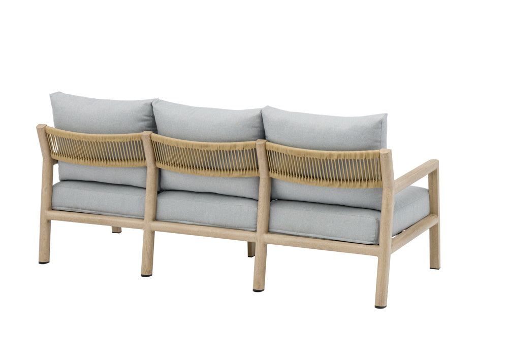 Sofá 3 plazas Harmony aluminio efecto madera y cuerda natural | Kubu #