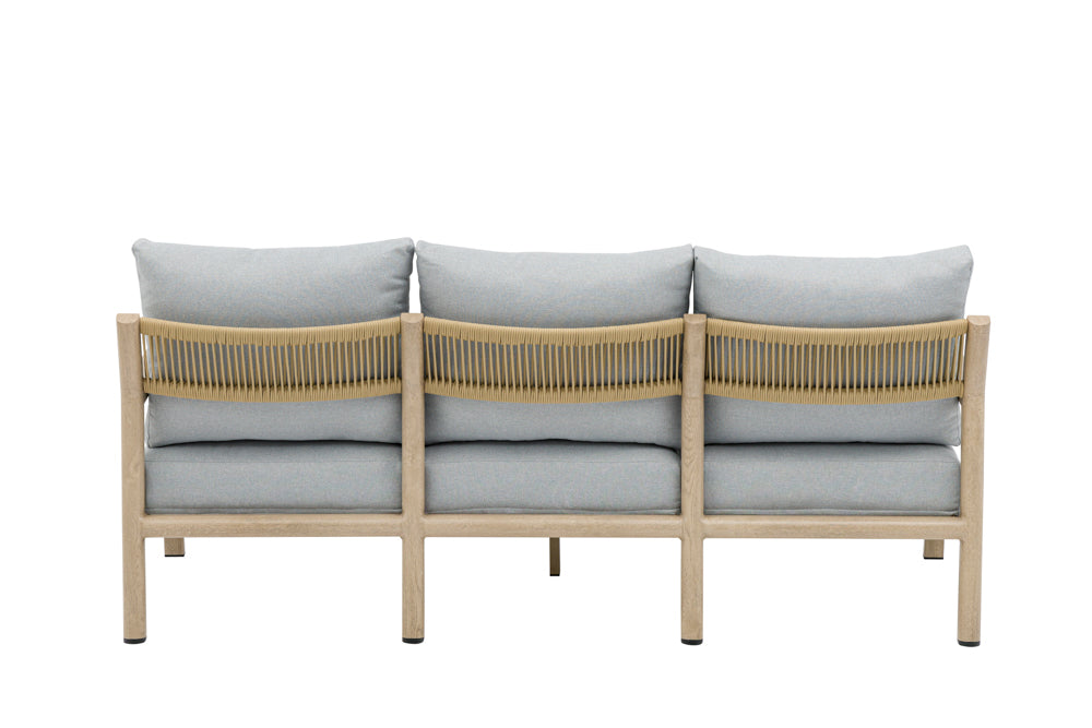 Sofá 3 plazas Harmony aluminio efecto madera y cuerda natural | Kubu #