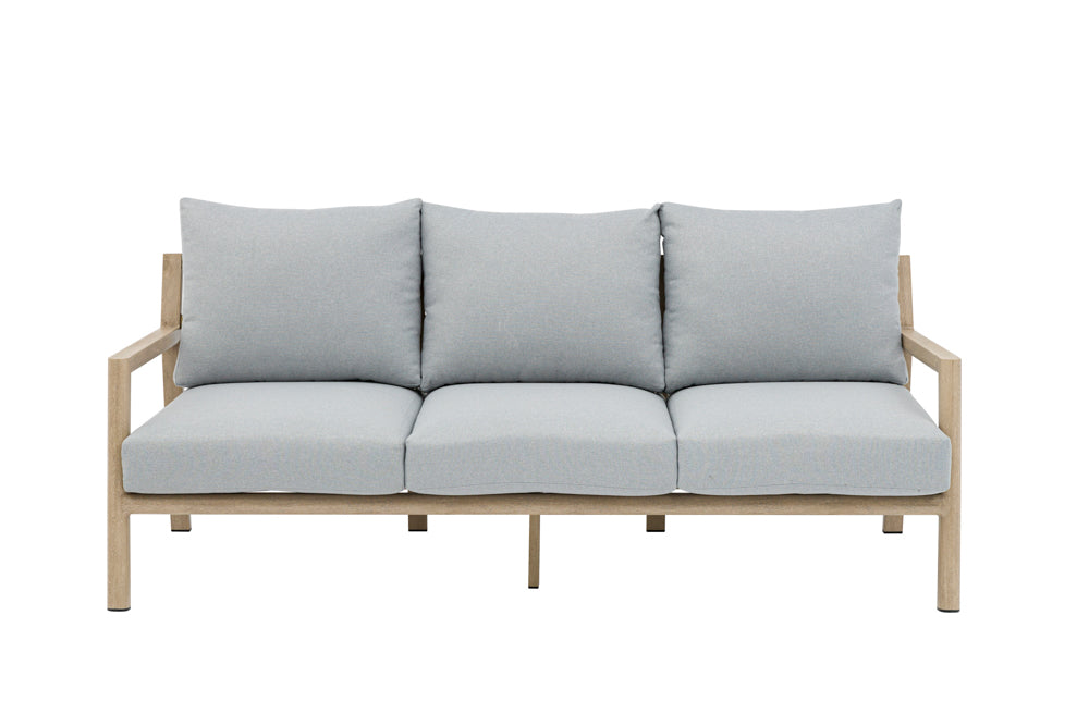 Sofá 3 plazas Harmony aluminio efecto madera y cuerda natural | Kubu #