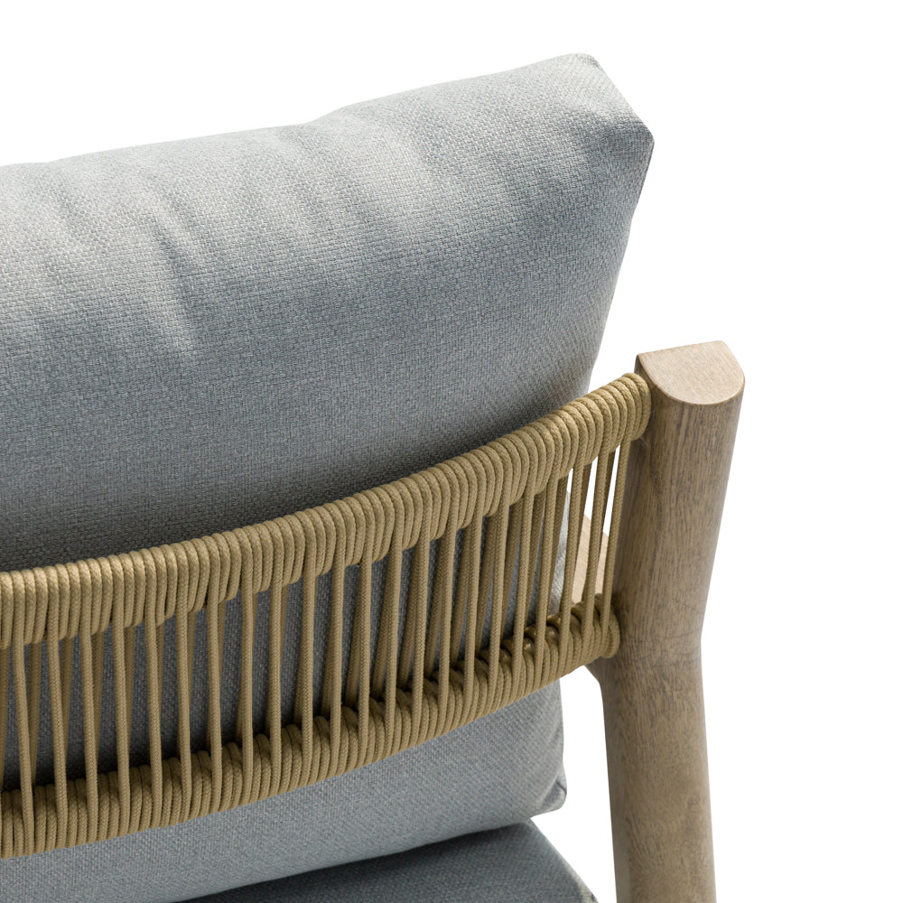 Sofá 3 plazas Harmony aluminio efecto madera y cuerda natural | Kubu #
