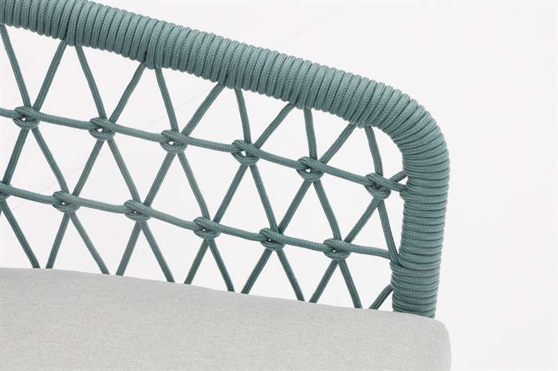 Sofá 3 plazas Nelayan aluminio blanco cuerda aqua | Kubu #
