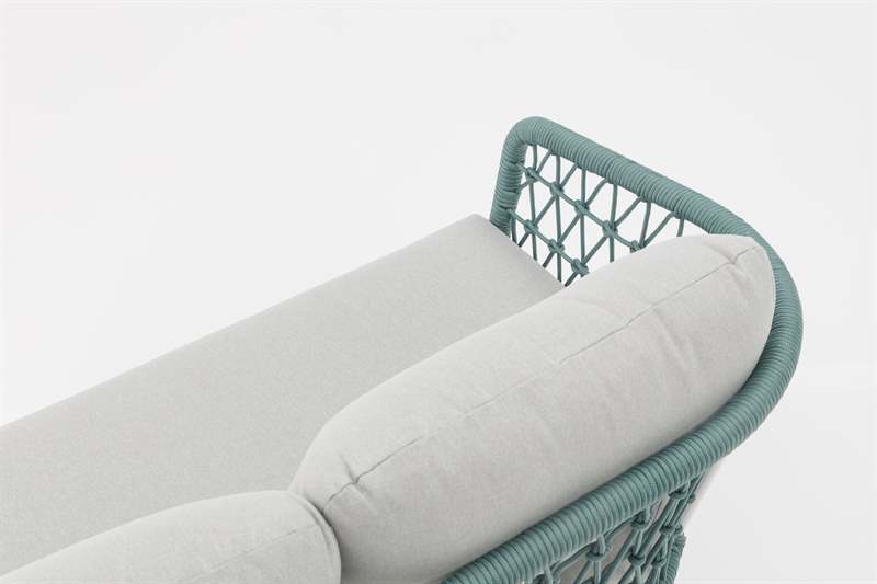Sofá 3 plazas Nelayan aluminio blanco cuerda aqua | Kubu #
