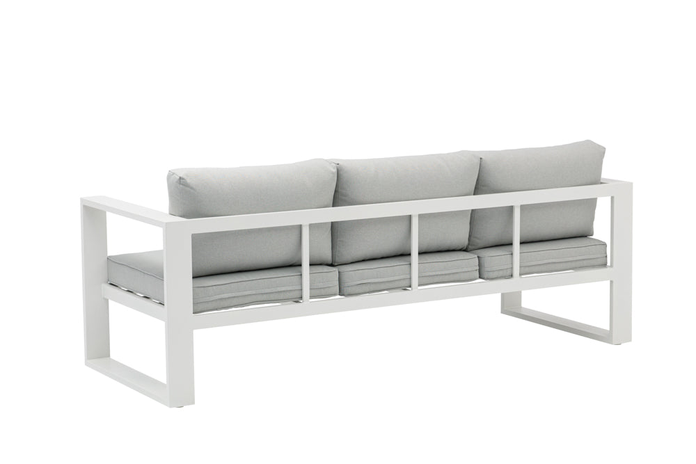 Sofá 3 plazas Niland aluminio blanco y cojinería gris claro | Kubu #