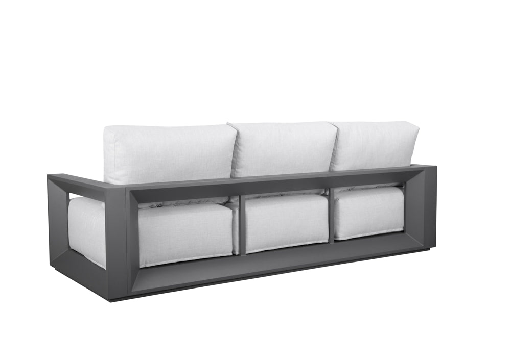 Sofá 3 plazas Onix aluminio antracita cojinería gris medio | Kubu #