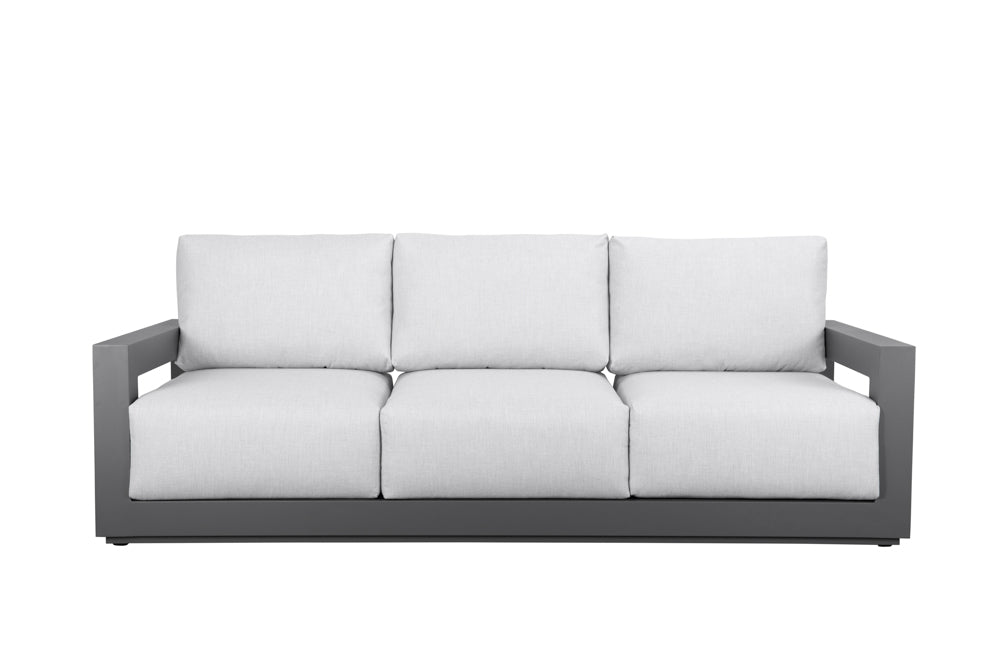 Sofá 3 plazas Onix aluminio antracita cojinería gris medio | Kubu #
