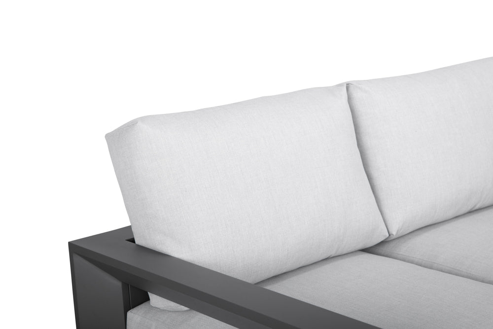 Sofá 3 plazas Onix aluminio antracita cojinería gris medio | Kubu #