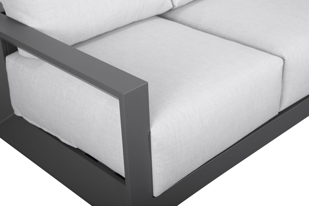 Sofá 3 plazas Onix aluminio antracita cojinería gris medio | Kubu #