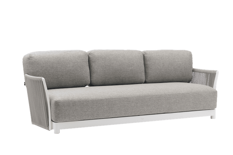 Sofá 3 plazas Silai aluminio blanco textil gris medio | Kubu #