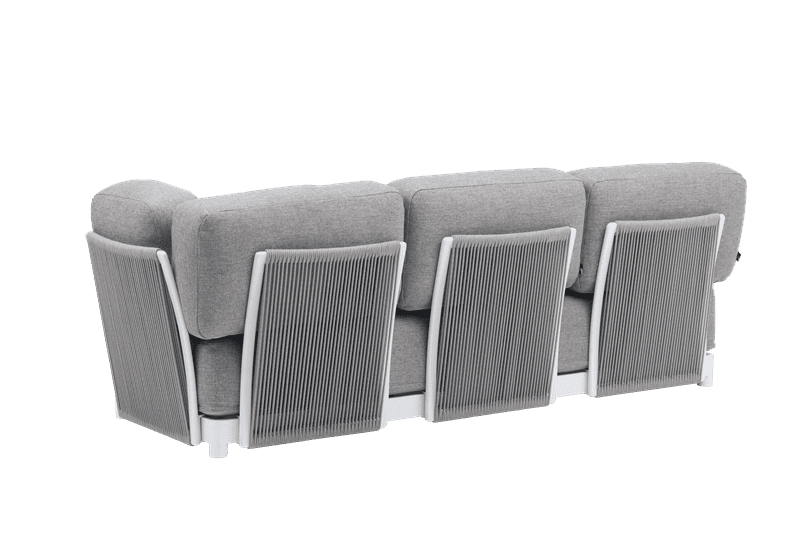 Sofá 3 plazas Silai aluminio blanco textil gris medio | Kubu #