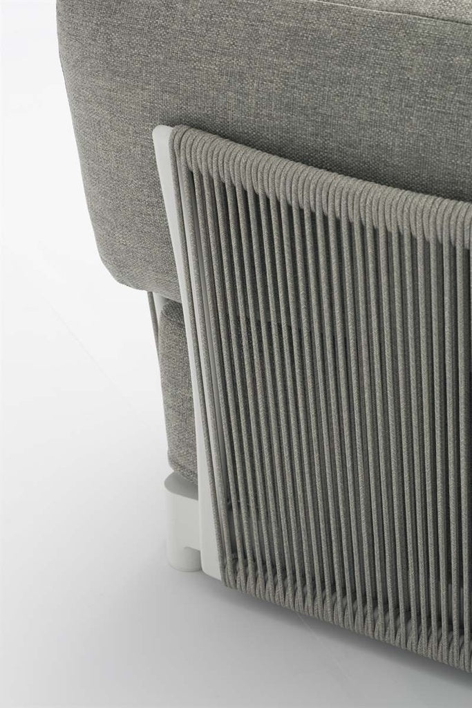 Sofá 3 plazas Silai aluminio blanco textil gris medio | Kubu #