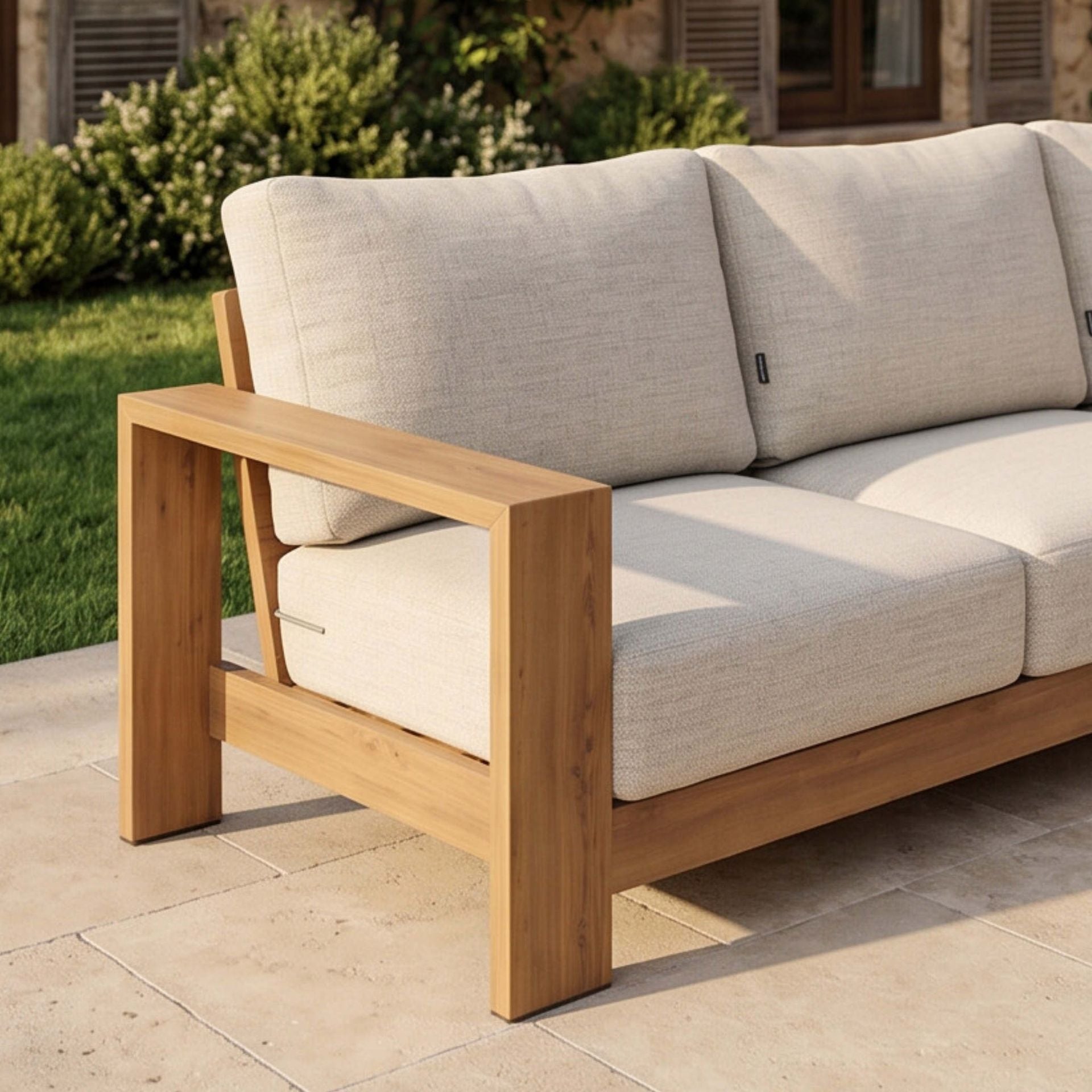 Sofá Exterior 3 Plazas Java 240x85x75cm | Efecto Teca | KUBU #