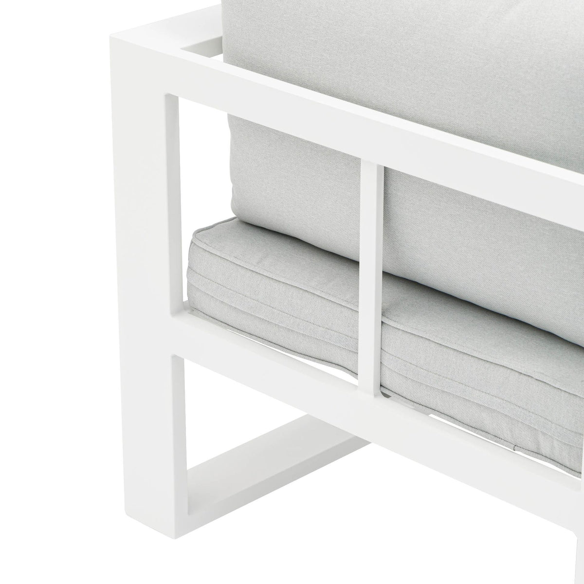 Sofá Individual Niland Aluminio Blanco y Cojines Gris Claro | KUBU #