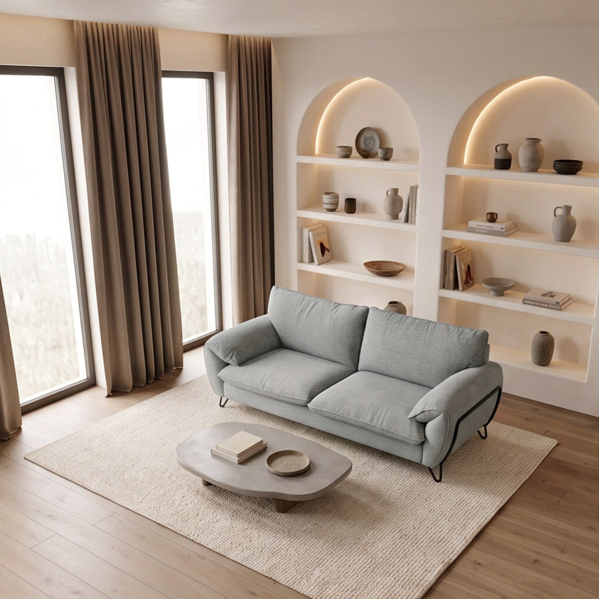 Sofá Lucaston 3 Plazas Aqua | Diseño Mid-Century y Confort | KUBU #