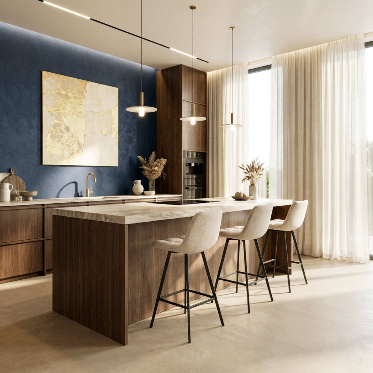 Taburete Alto Langley Marfil | Elegancia y Confort Atemporal | KUBU #