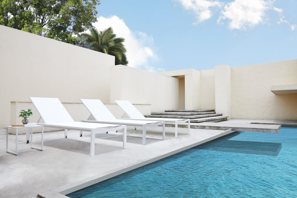 Tumbona Bangor aluminio blanco y textilene blanco | Kubu #