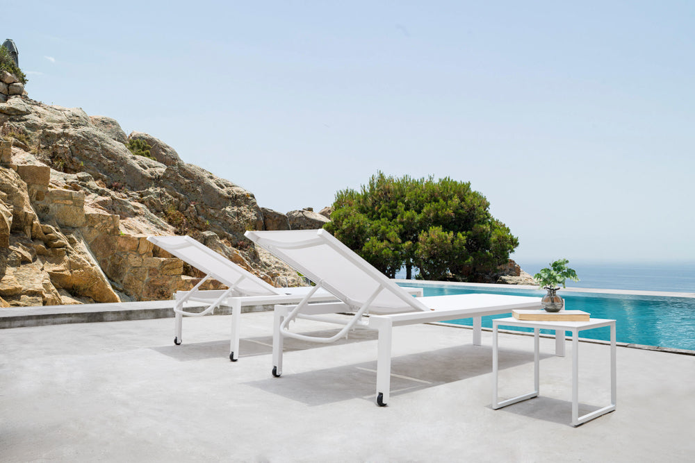 Tumbona Bangor aluminio blanco y textilene blanco | Kubu #