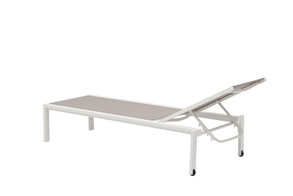 Tumbona Bangor aluminio blanco y textilene gris claro | Kubu #