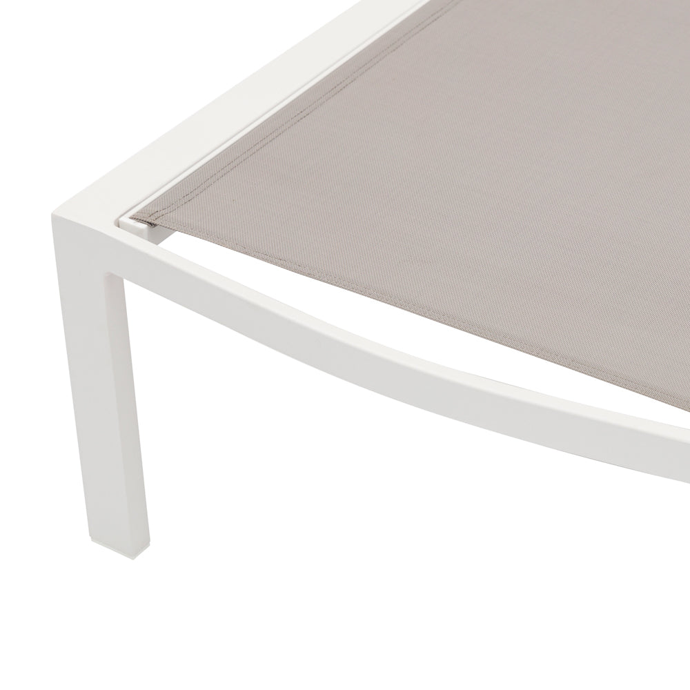 Tumbona Bangor aluminio blanco y textilene gris claro | Kubu #