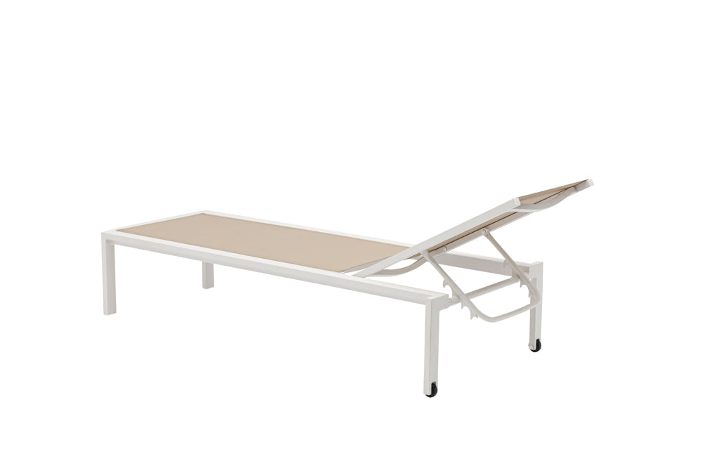 Tumbona Bangor aluminio blanco y textilene taupe | Kubu #