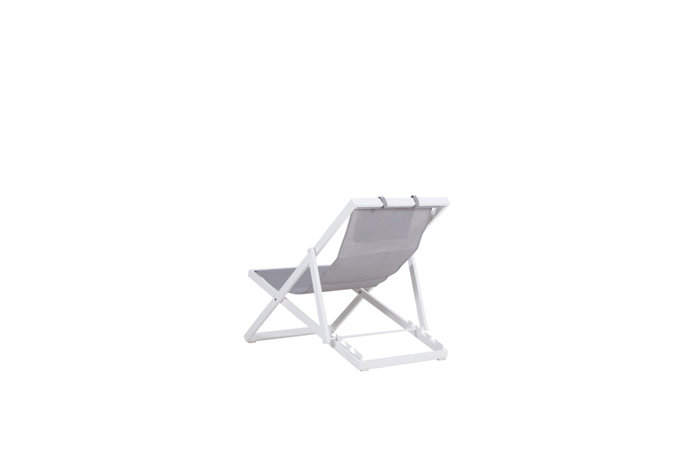 Tumbona Davis aluminio blanco y textilene gris claro | Kubu #