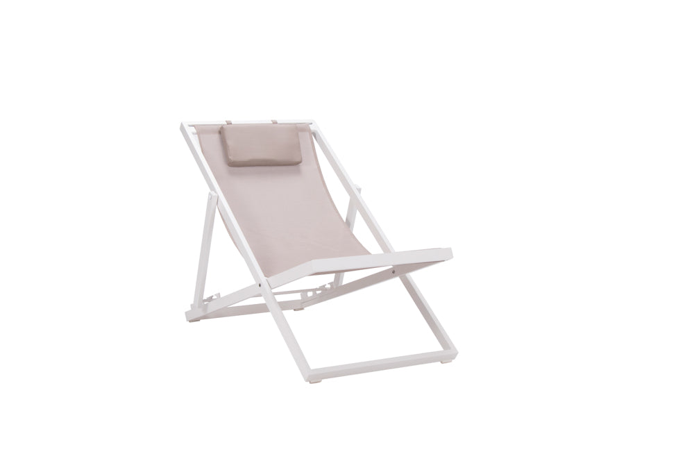 Tumbona Davis aluminio blanco y textilene taupe | Kubu #