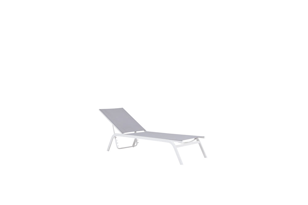 Tumbona Galt aluminio blanco y textilene gris claro | Kubu #