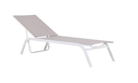 Tumbona Galt aluminio blanco y textilene taupe | Kubu #
