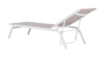 Tumbona Galt aluminio blanco y textilene taupe | Kubu #
