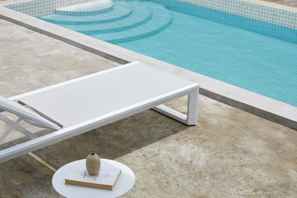 Tumbona Onix aluminio blanco textilene gris claro | Kubu #
