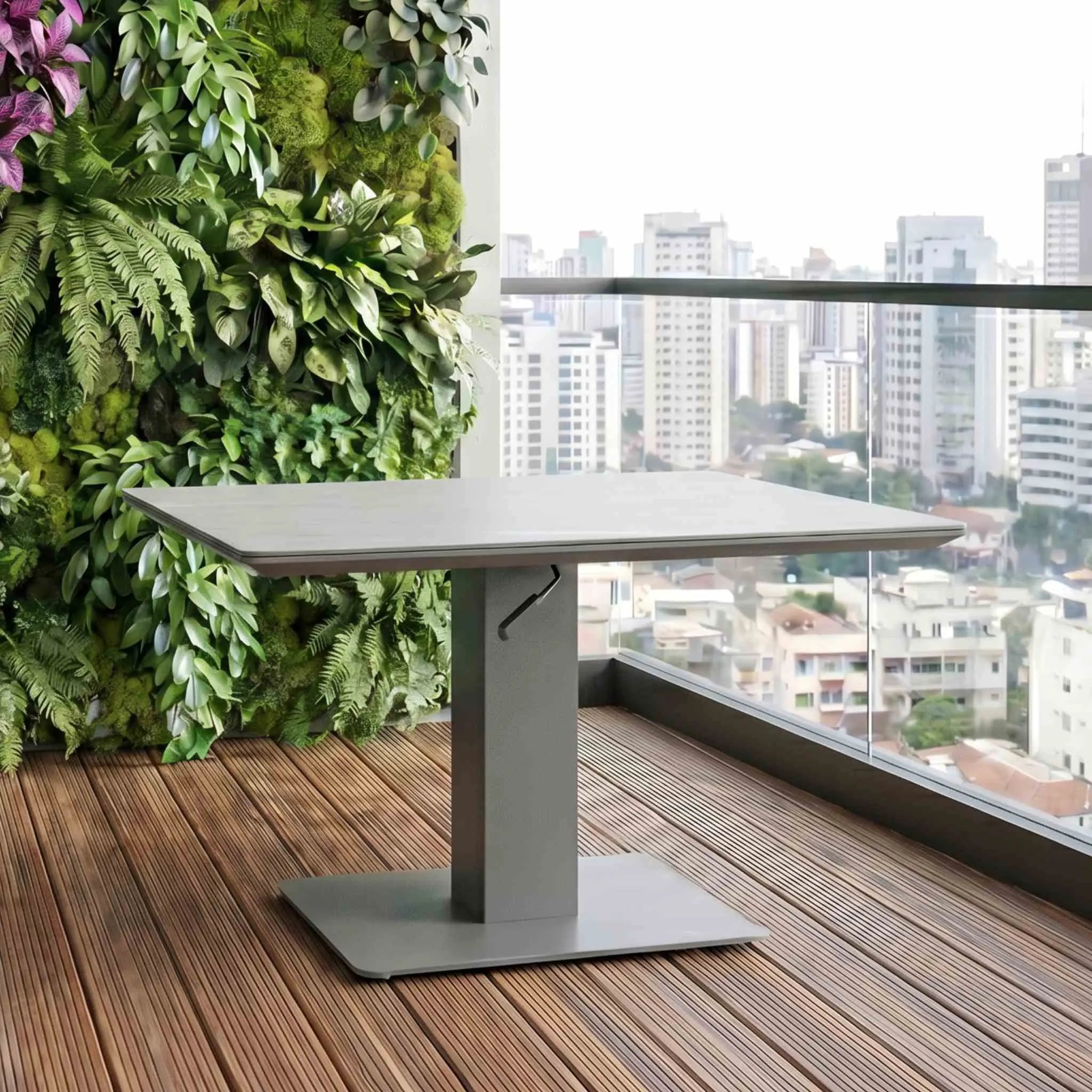Mesa elevable Isabela cristal cerámico gris claro | kubu #