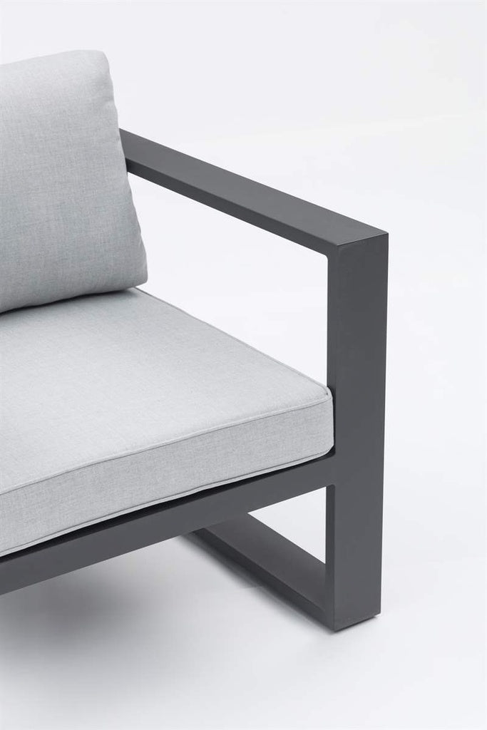 Sofá 1 plaza Niland aluminio antracita y cojinería gris medio | Kubu #